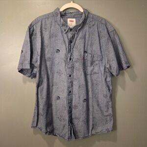 Levi's Men's Short Sleeve Button Up Shirt Size XXL Skull Edgy Graphic Print
